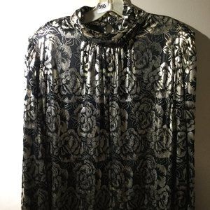 Holiday Sparkles Top - Black and Silver - Long Sleeved - Size 10